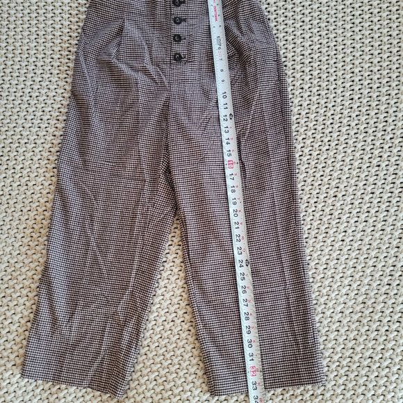 High Waisted Cropped Gingham Paper Boy Trousers - Picture 7 of 8